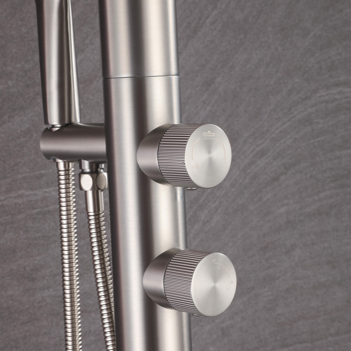 Freestanding 316 Stainless Steel Outdoor Shower with 10-Inch Rain Head & 360° Swivel Rinse Spout