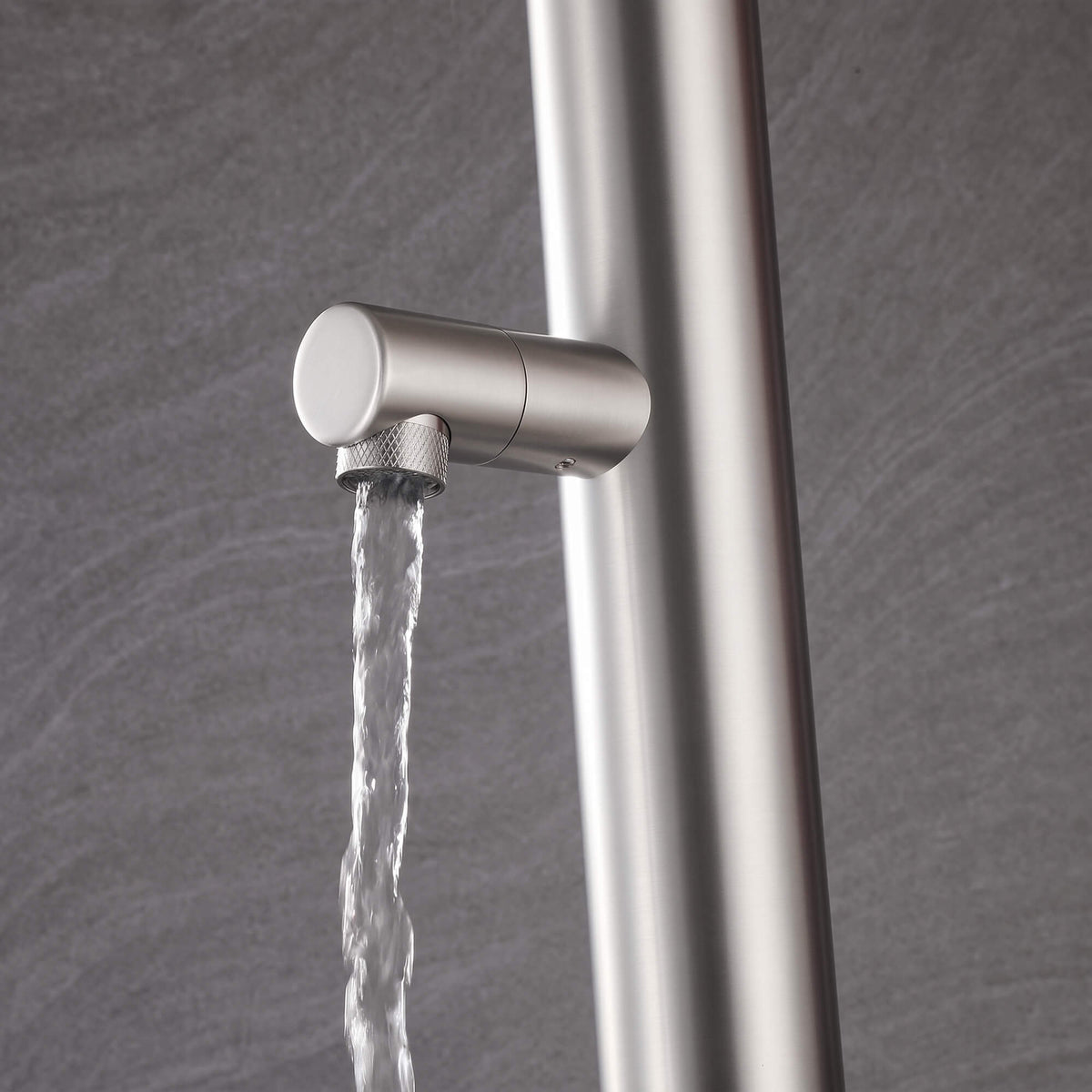 Freestanding 316 Stainless Steel Outdoor Shower with 10-Inch Rain Head & 360° Swivel Rinse Spout