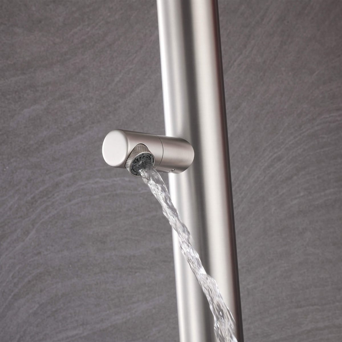 Freestanding 316 Stainless Steel Outdoor Shower with 10-Inch Rain Head & 360° Swivel Rinse Spout