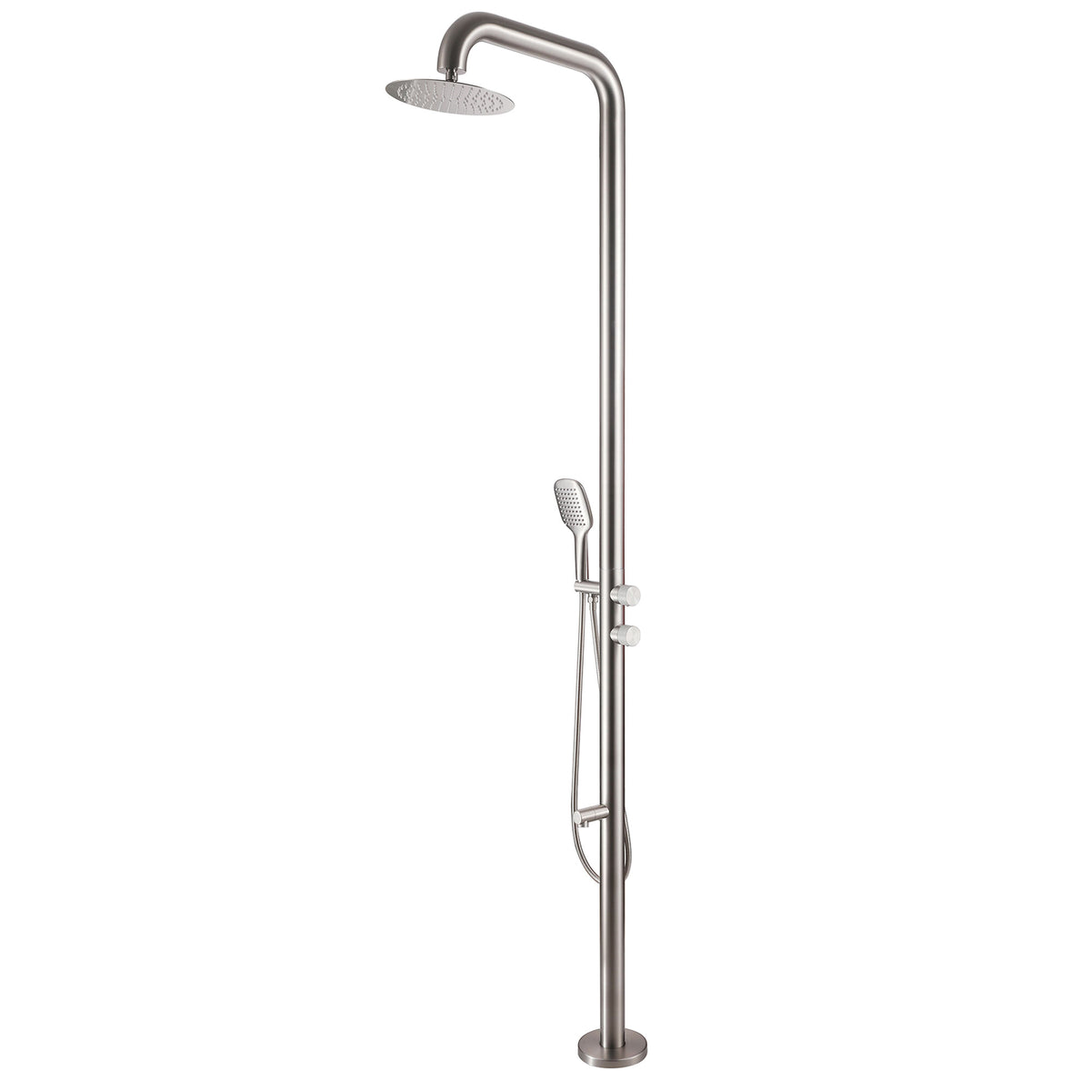 Freestanding 316 Stainless Steel Outdoor Shower with 360° Swivel Rinse Spout
