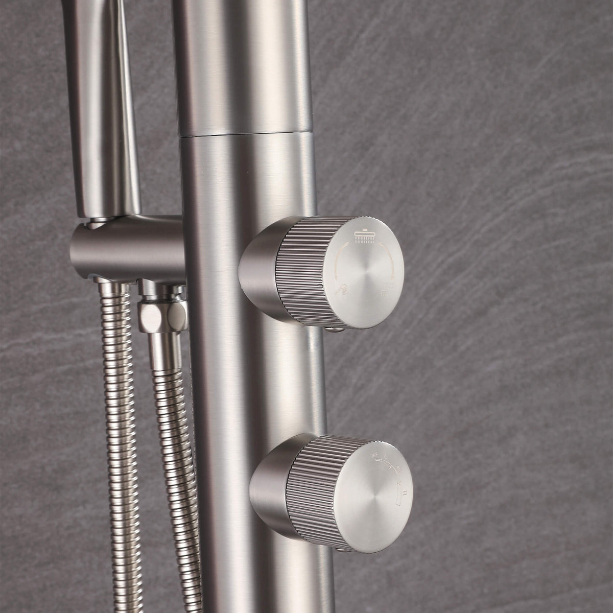 Freestanding 316 Stainless Steel Outdoor Shower with 360° Swivel Rinse Spout