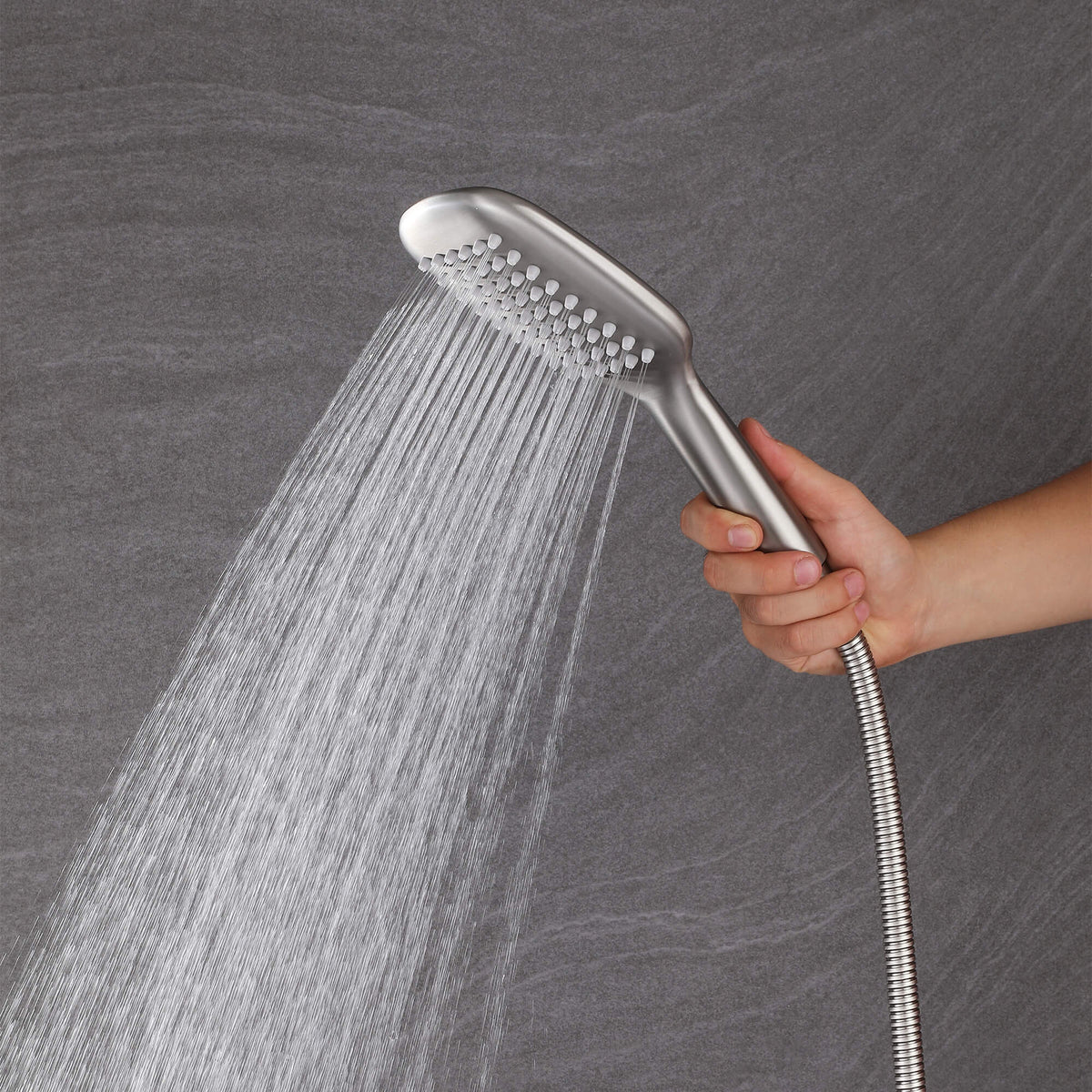 Freestanding 316 Stainless Steel Outdoor Shower with 360° Swivel Rinse Spout