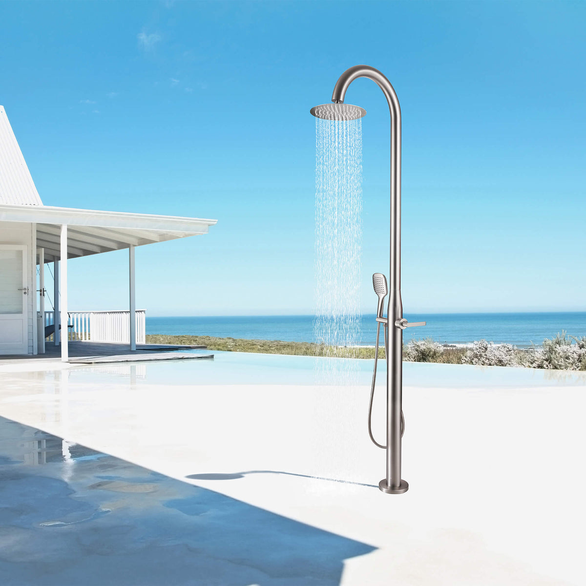 316 Stainless Steel Outdoor Shower Column with Rain & Handheld Sprays