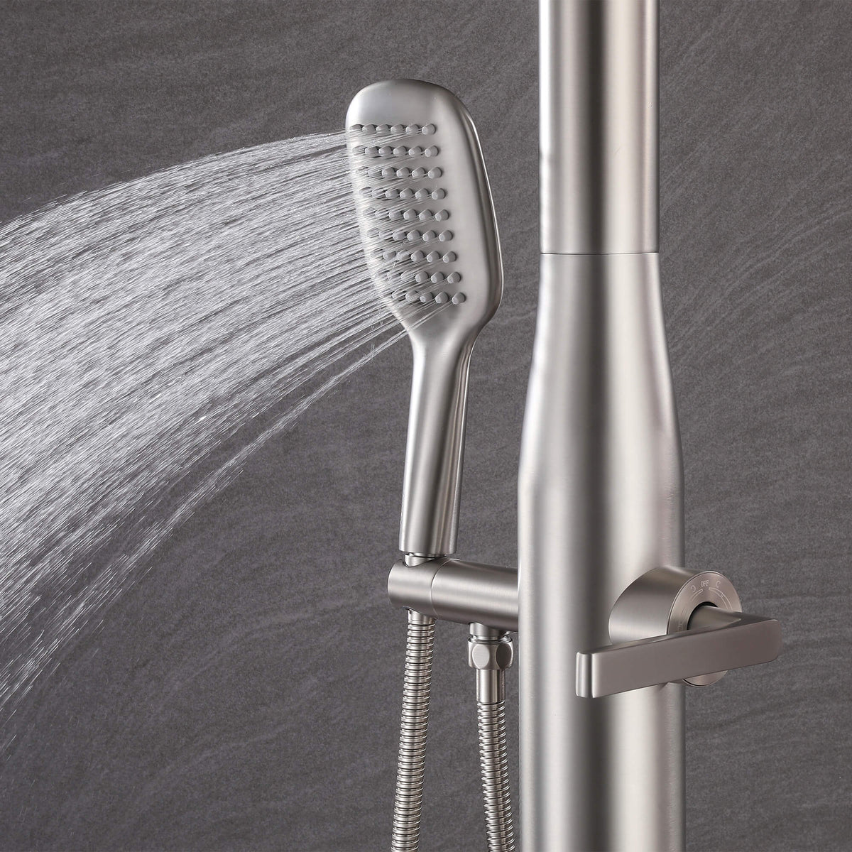 316 Stainless Steel Outdoor Shower Column with Rain & Handheld Sprays