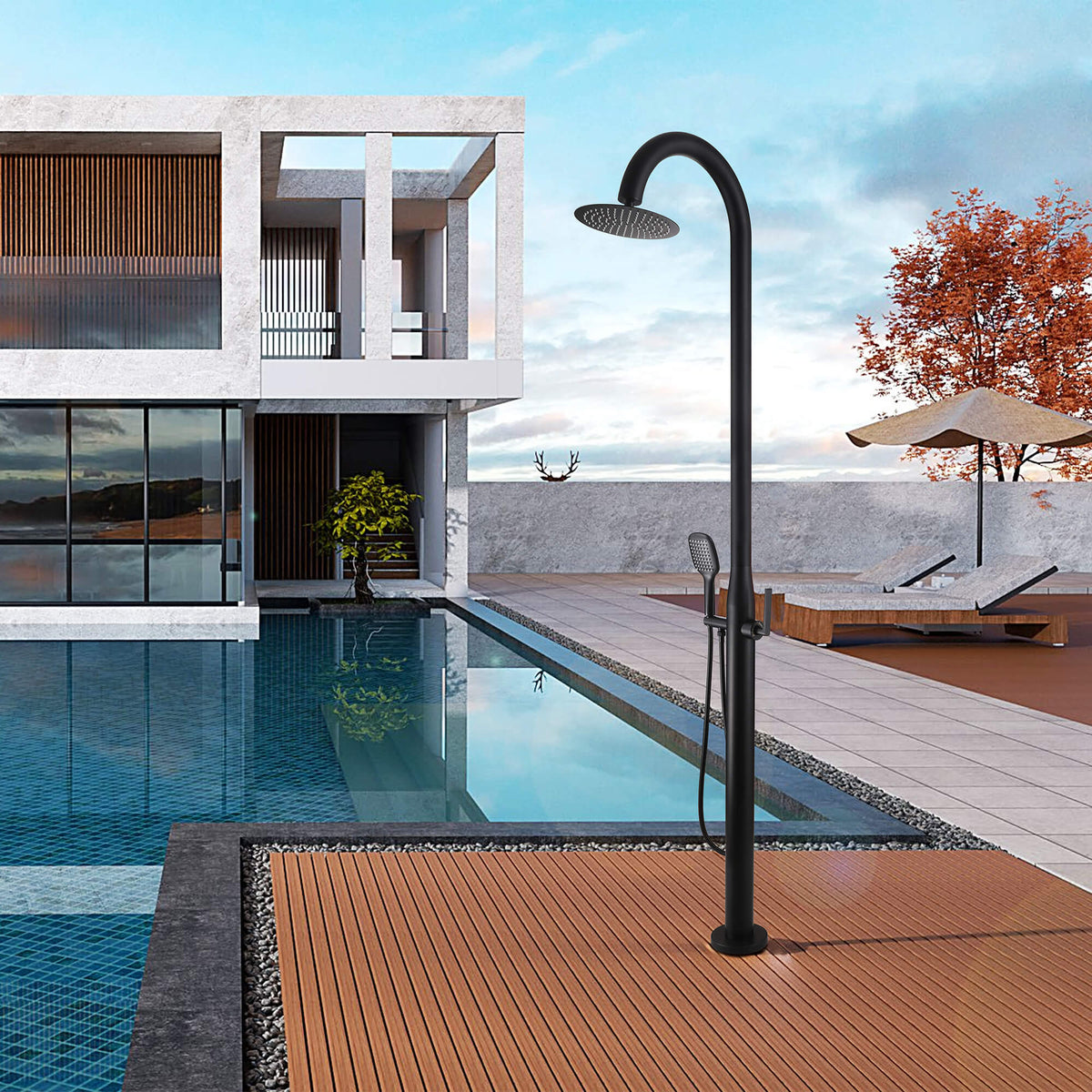 316 Stainless Steel Outdoor Shower Column with Rain & Handheld Sprays