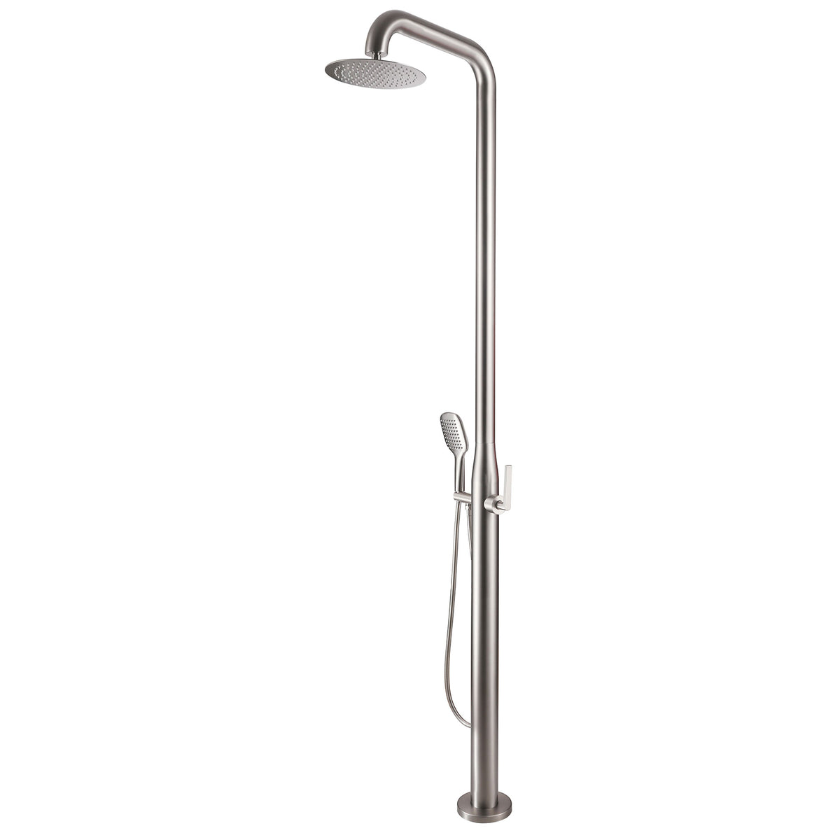 Curved-Arm 316 Stainless Steel Freestanding Outdoor Shower with Handheld Sprayer