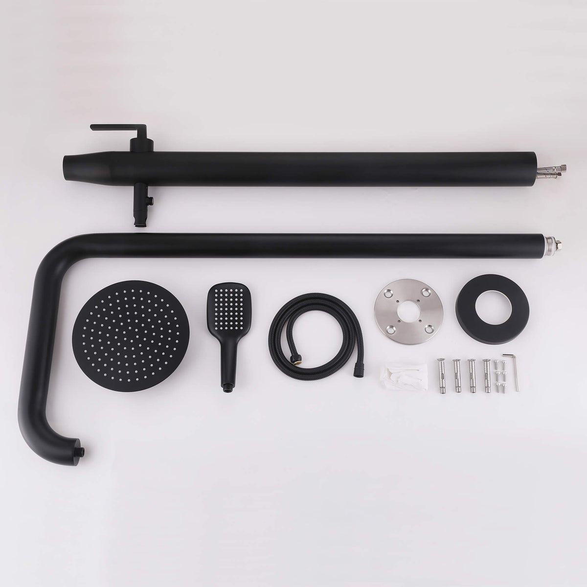 Curved-Arm 316 Stainless Steel Freestanding Outdoor Shower with Handheld Sprayer