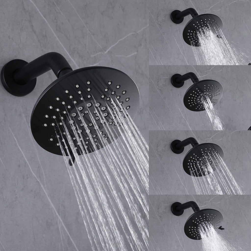 6-Inch 5-Spray High Pressure Powerful Rain Shower Head with Shower Arm and Flange