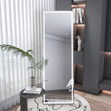 LED Full-Length Mirror Freestanding Lighted Floor Mirror Wall-Mounted 3-Color Dimmable Lighting Hanging Mirror