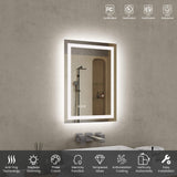 LED Bathroom Mirror with Front and Back Lighting Anti Fog Dimmable IP44 Waterproof Frameless Vanity Mirror