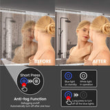 LED Bathroom Mirror with Front and Back Lighting Anti Fog Dimmable IP44 Waterproof Frameless Vanity Mirror