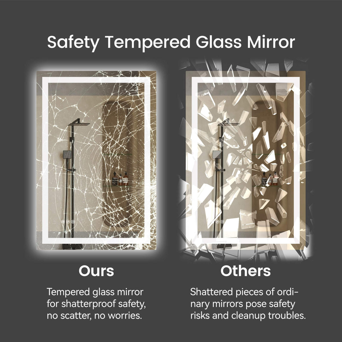 LED Bathroom Mirror with Front and Back Lighting, Anti-Fog and Dimmable Touch Control