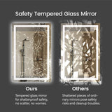 LED Bathroom Mirror with Front and Back Lighting Anti Fog Dimmable IP44 Waterproof Frameless Vanity Mirror