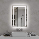 LED Bathroom Mirror with Front and Back Lighting Anti Fog Dimmable IP44 Waterproof Frameless Vanity Mirror