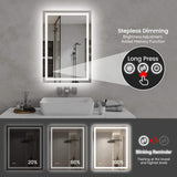 LED Bathroom Mirror with Front and Back Lighting Anti Fog Dimmable IP44 Waterproof Frameless Vanity Mirror