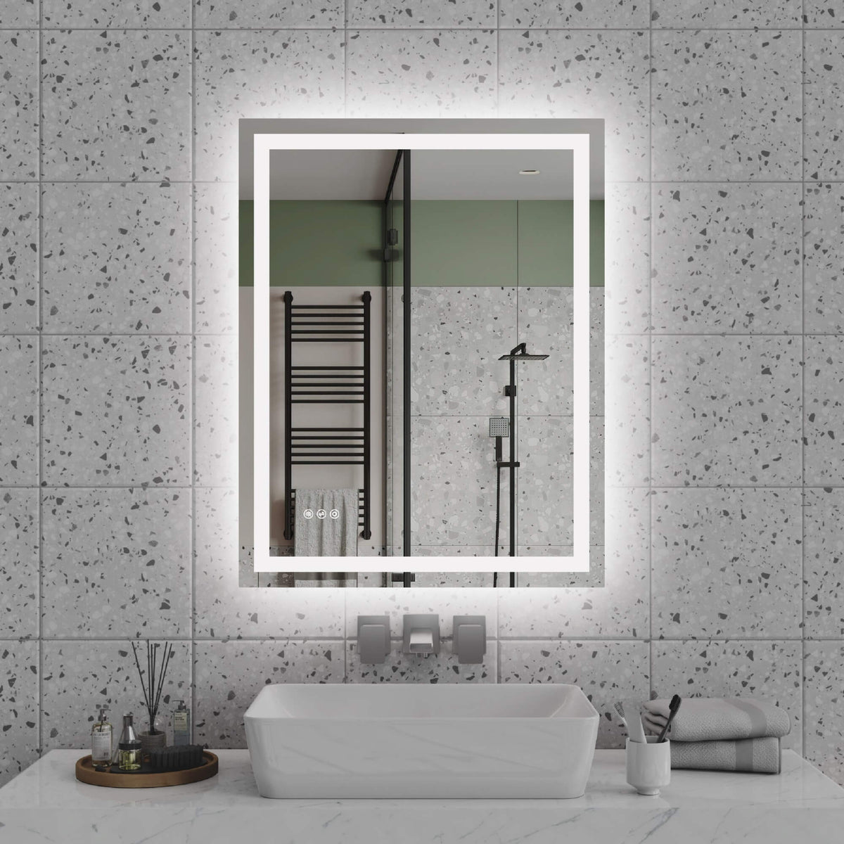 LED Bathroom Mirror with Front and Back Lighting, Anti-Fog and Dimmable Touch Control