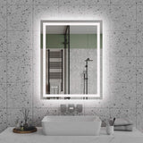 LED Bathroom Mirror with Front and Back Lighting Anti Fog Dimmable IP44 Waterproof Frameless Vanity Mirror