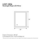 LED Bathroom Mirror with Front and Back Lighting Anti Fog Dimmable IP44 Waterproof Frameless Vanity Mirror