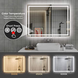 LED Bathroom Mirror with Front and Back Lighting Anti Fog Dimmable IP44 Waterproof Frameless Vanity Mirror