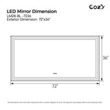 72 × 36 LED Bathroom Mirror with Front and Back Lighting, Anti-Fog and Dimmable Touch Control