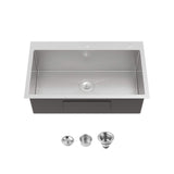 32-Inch Brushed Finish Top-Mount Single Bowl Kitchen Sink