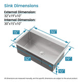 32-Inch Brushed Finish Top-Mount Single Bowl Kitchen Sink