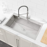32-Inch Brushed Finish Top-Mount Single Bowl Kitchen Sink