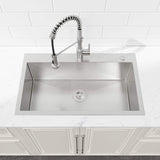 32-Inch Brushed Finish Top-Mount Single Bowl Kitchen Sink