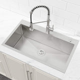 32-Inch Brushed Finish Top-Mount Single Bowl Kitchen Sink