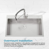 32-Inch Brushed Finish Top-Mount Single Bowl Kitchen Sink