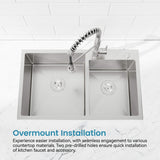 32-Inch Top-Mount Kitchen Sink with Double Square Bowls