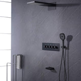 Three Function Safety Thermostatic Shower System with Waterfall Bath Faucet Matt Black LS401DY