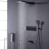 Three Function Safety Thermostatic Shower System with Waterfall Bath Faucet Matt Black LS401DY