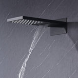 Three Function Safety Thermostatic Shower System with Waterfall Bath Faucet Matt Black LS401DY
