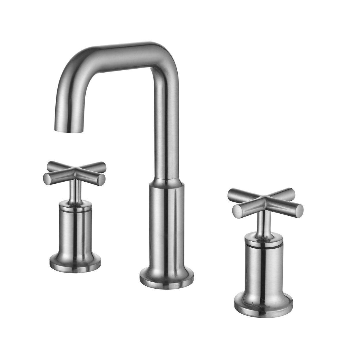 Widespread Cross Handle Gooseneck Vanity Faucet in Brushed Nickel