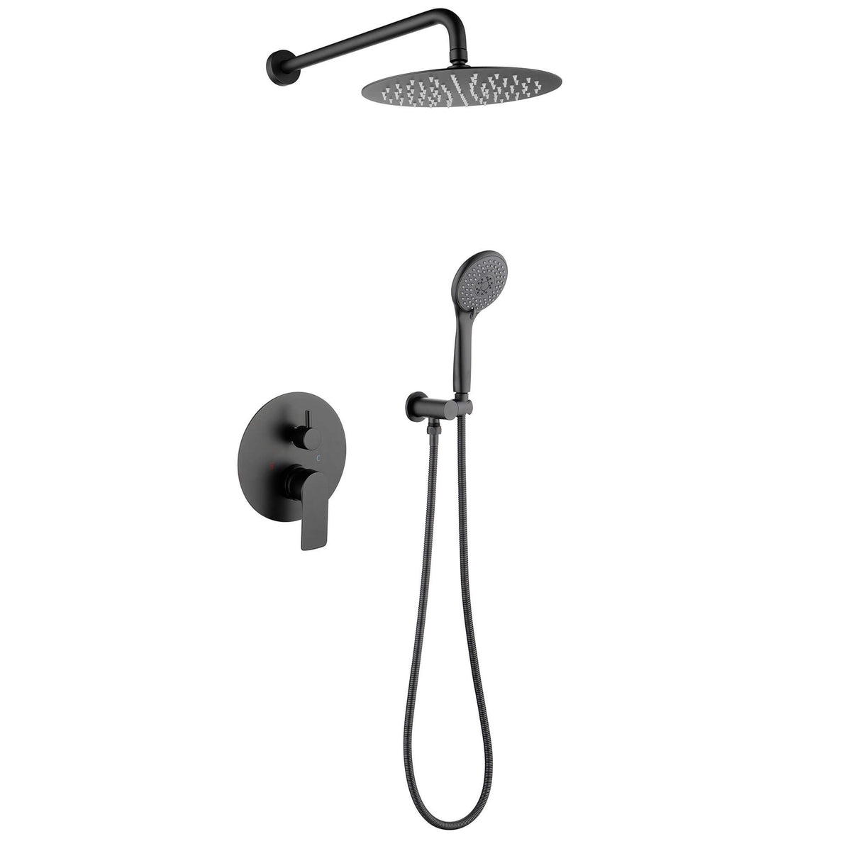 Wall-Mounted Shower System with Rain Shower Head and Handheld Shower