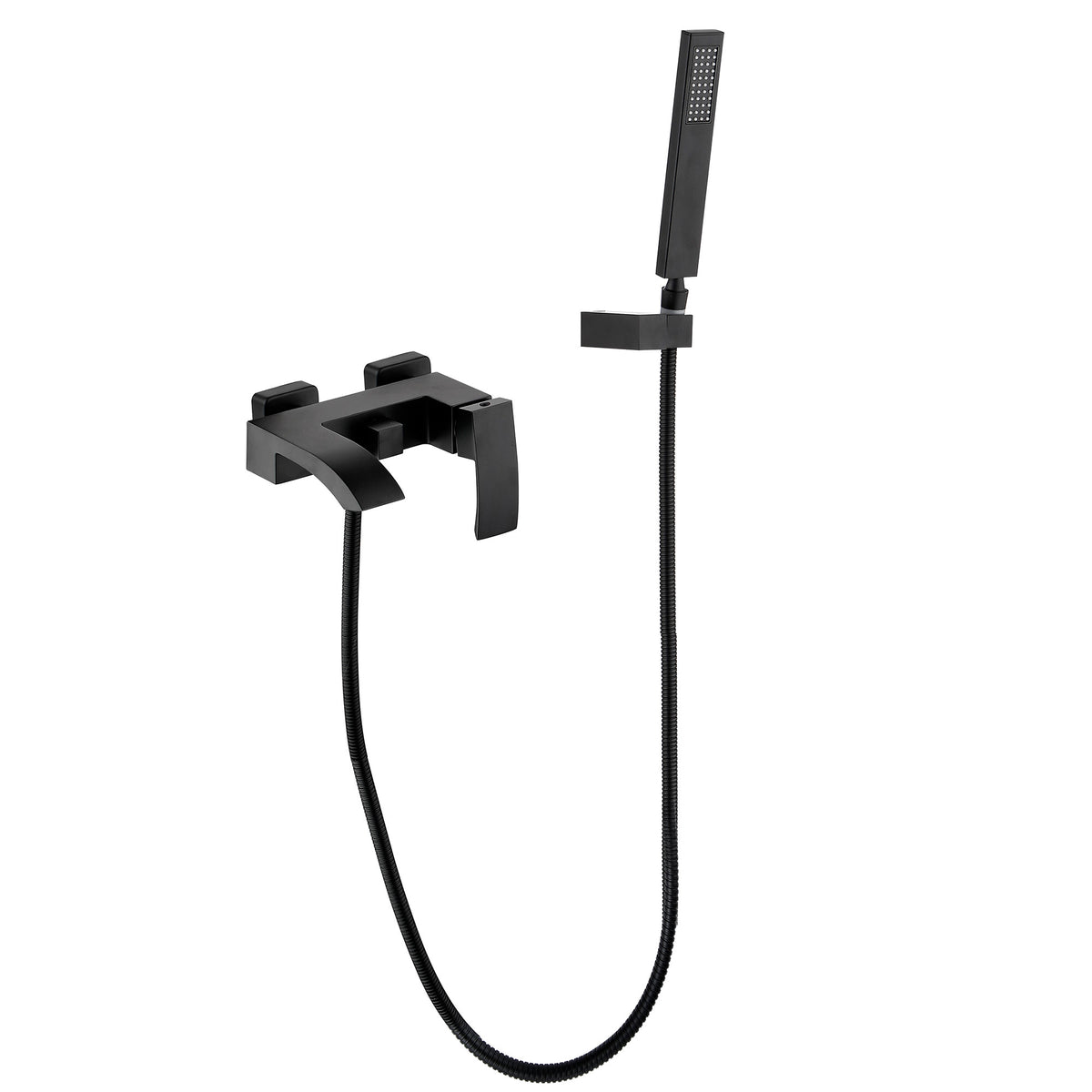 Matte Black Bathtub Wall-Mounted Faucet with Waterfall Spout
