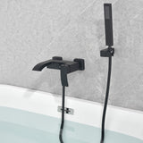 Modern Wall-Mounted Tub Filler with Handheld Shower and Minimal Profile