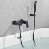 Modern Bathroom Wall Mount Tub Filler With Handheld Matte Black LYJ0016