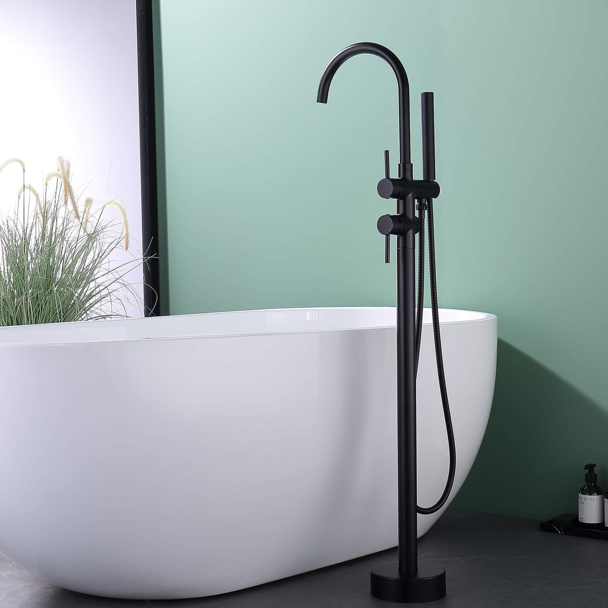 Freestanding Bathtub Faucet with Handheld Shower 304 Stainless Steel Tub Filler