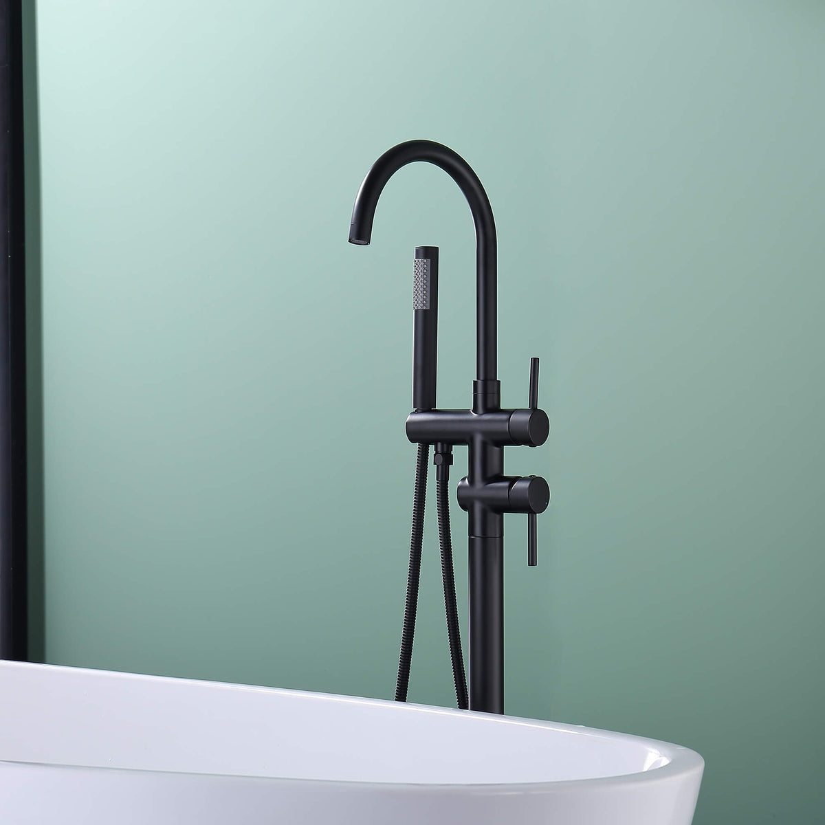 Freestanding Bathtub Faucet with Handheld Shower 304 Stainless Steel Tub Filler