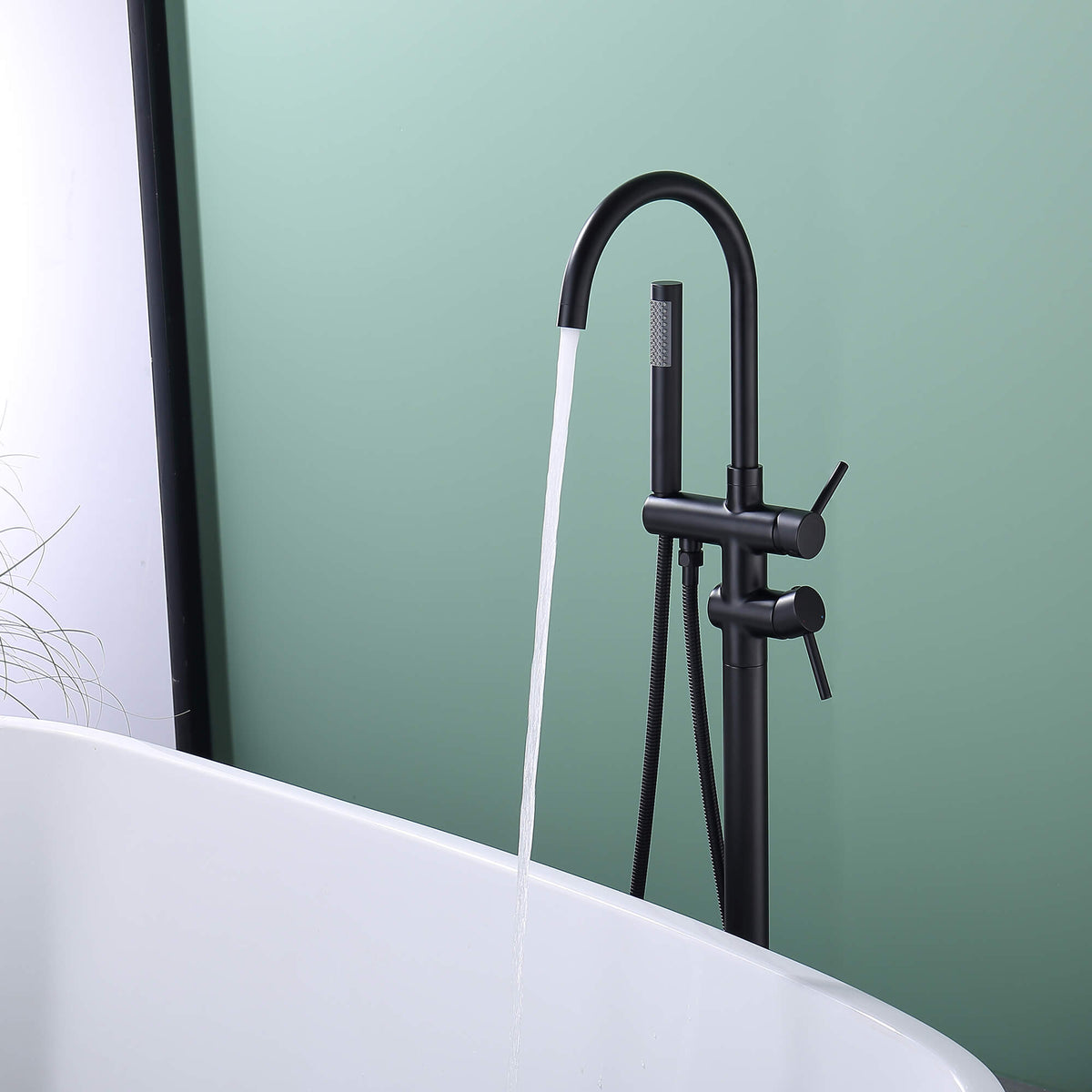 Freestanding Bathtub Faucet with Handheld Shower 304 Stainless Steel Tub Filler