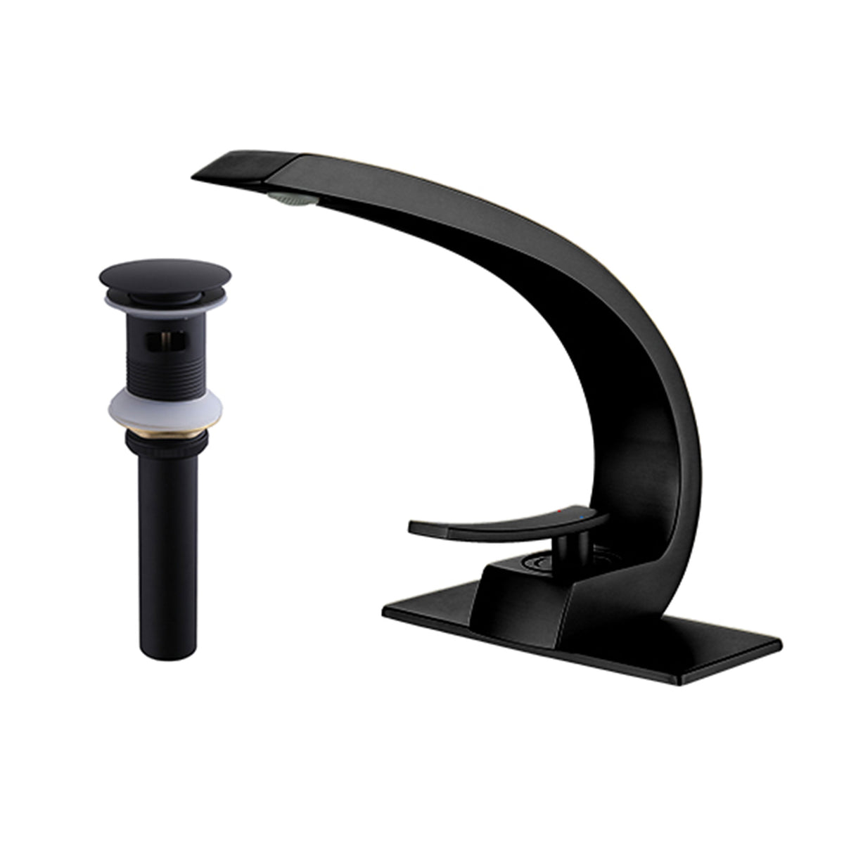 Curved Arch Spout Faucet with Drain Set