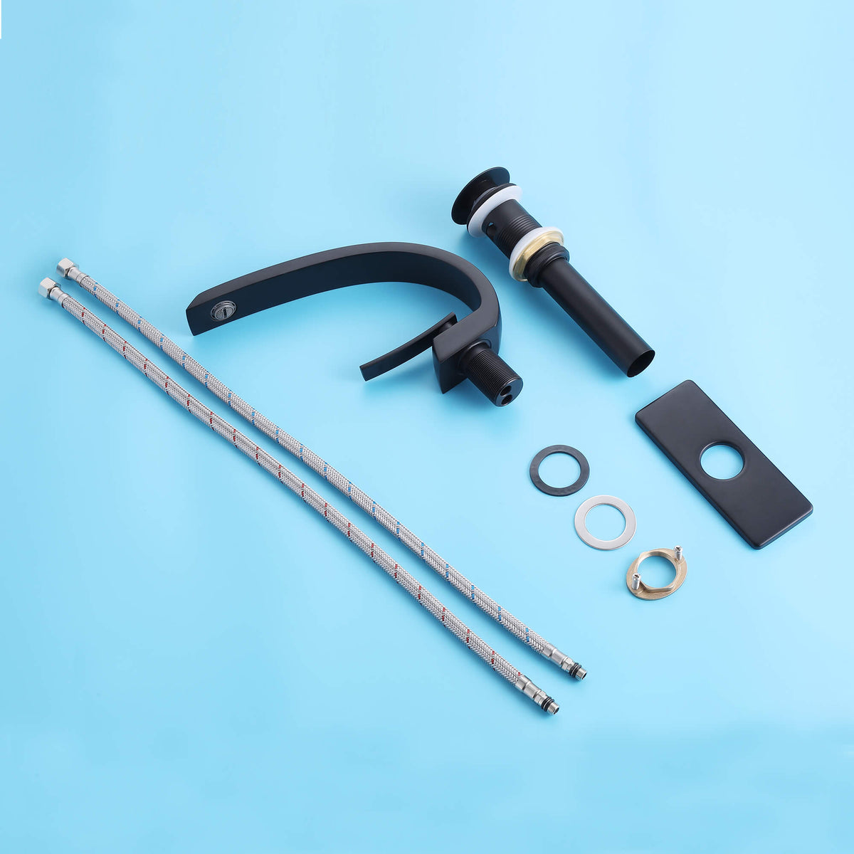 Curved Arch Spout Faucet with Drain Set