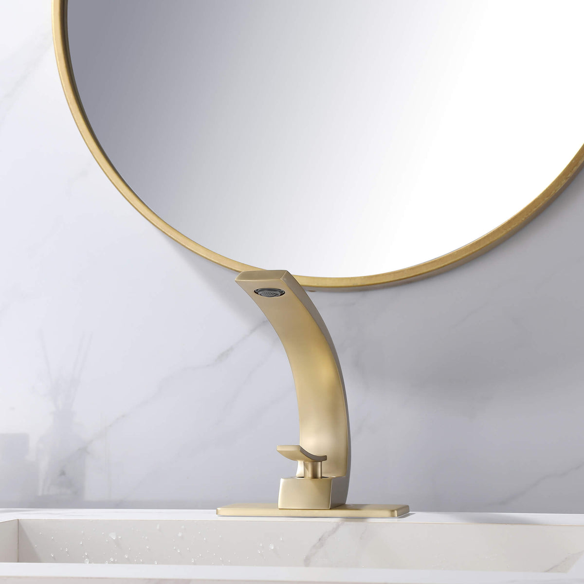 Curved Arch Spout Faucet with Drain Set