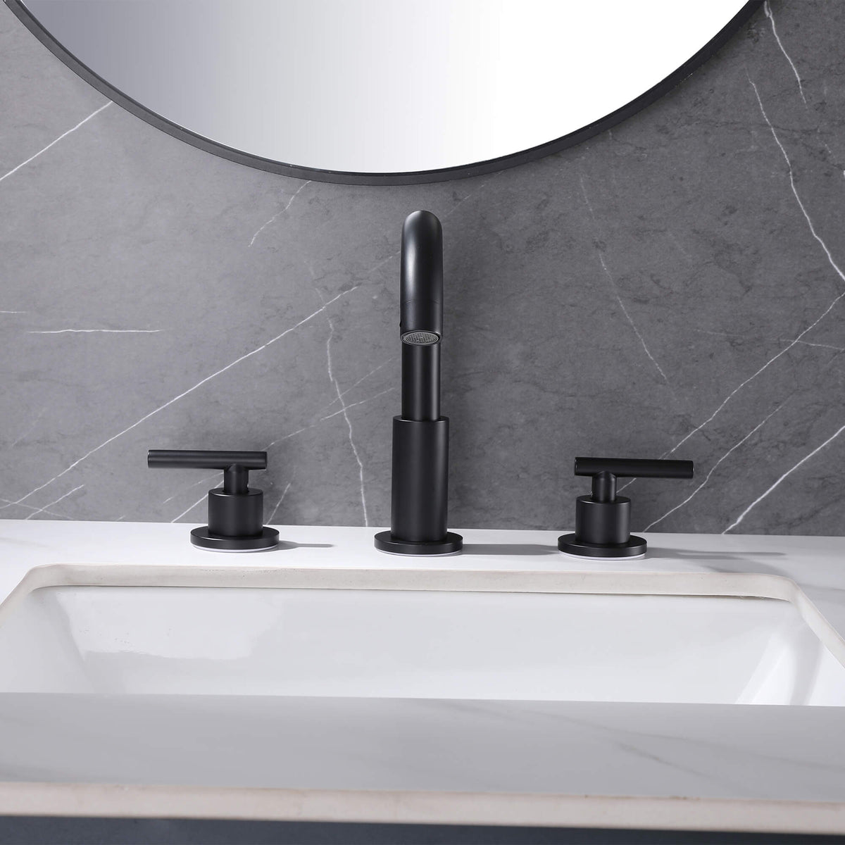 Widespread Bathroom Faucet with Dual Handles and Stainless Steel Pop-Up Drain
