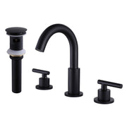 Widespread Bathroom Faucet with Dual Handles and Stainless Steel Pop-Up Drain