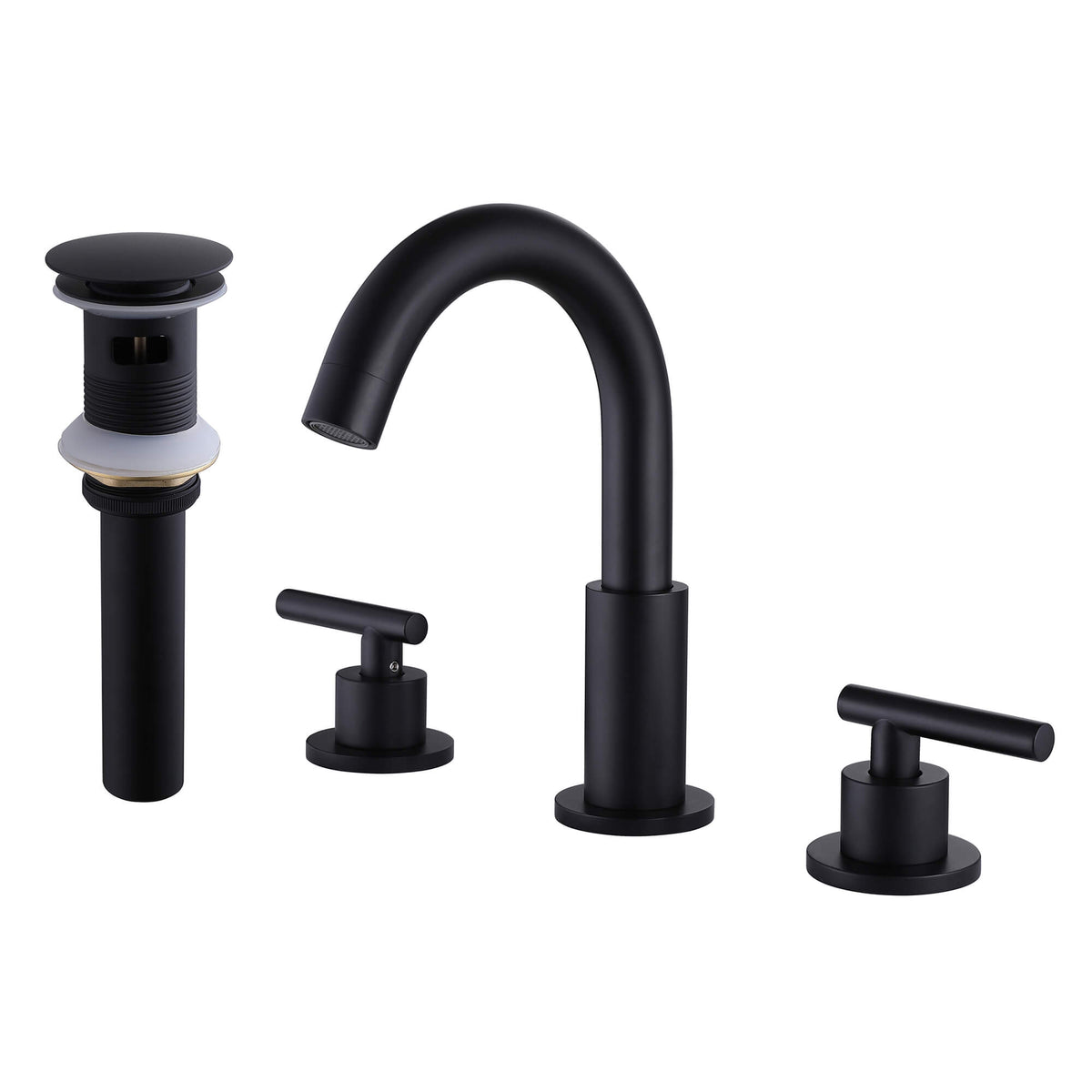 Widespread Bathroom Faucet with Dual Handles and Stainless Steel Pop-Up Drain