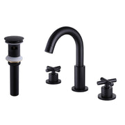 Widespread Bathroom Faucet with Dual Handles and Stainless Steel Pop-Up Drain