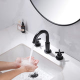 3-Piece Faucet Set with Arched Spout and Cross Knobs